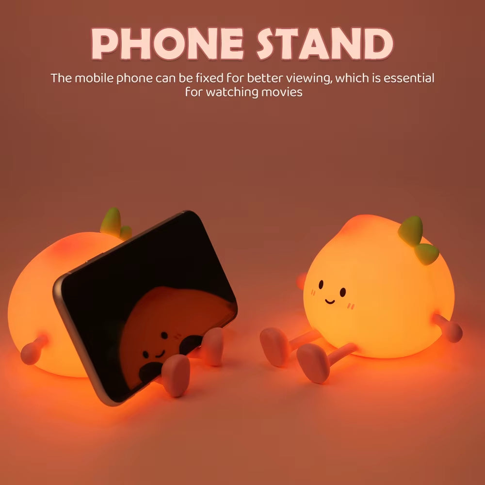 Cute Pumpkin Night Light Silicone Mushroom LED Sleeping Lamp Rechargeable Bedside Touch Nursery Nightlight for Kids Room